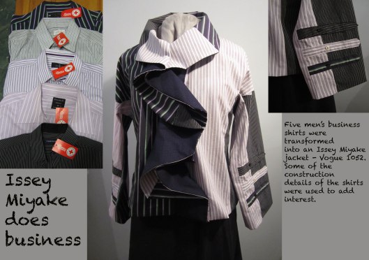 Jacket made from an Issey Miyae pattern out of cast off men's shirts