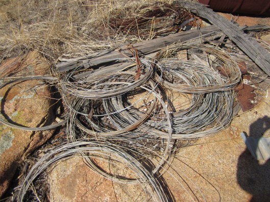 coils of old fence wire